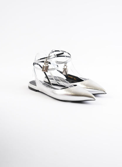 Tom Ford Padlock Charm Metallic Flats