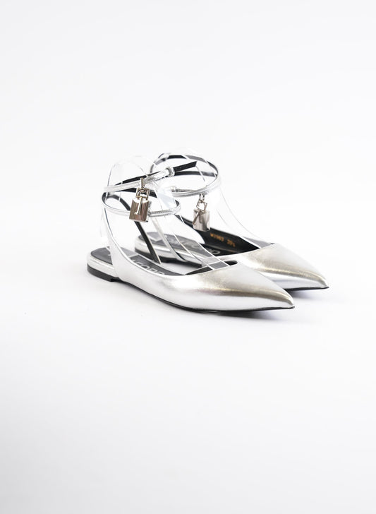 Tom Ford Padlock Charm Metallic Flats