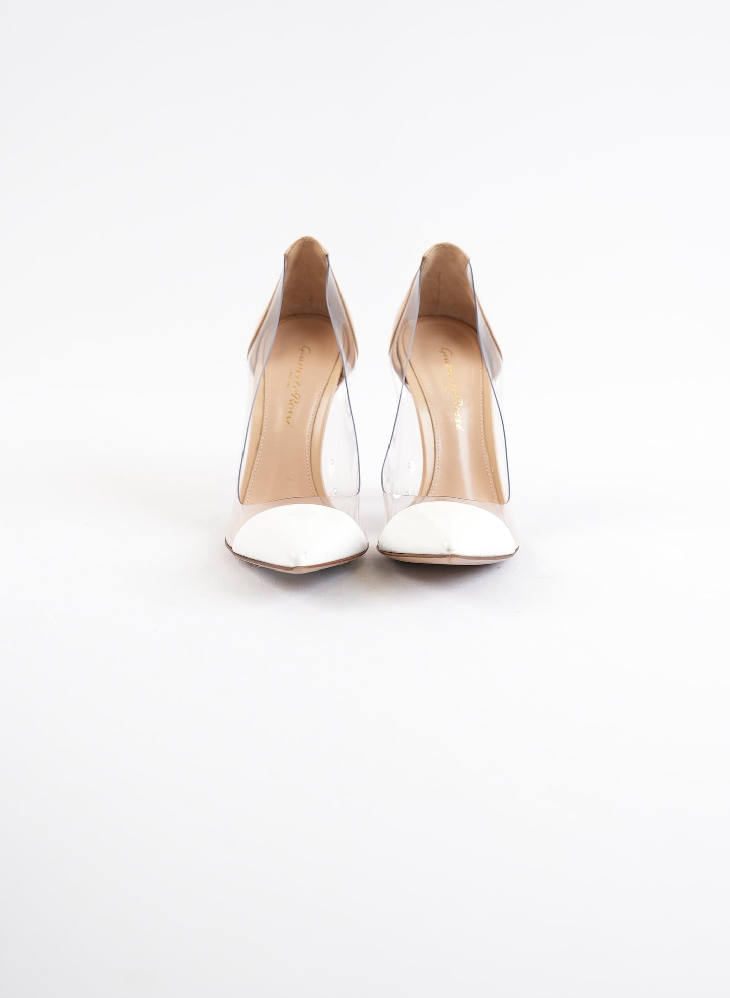 Gianvito Rossi Ivory Patent Leather Clear Heels