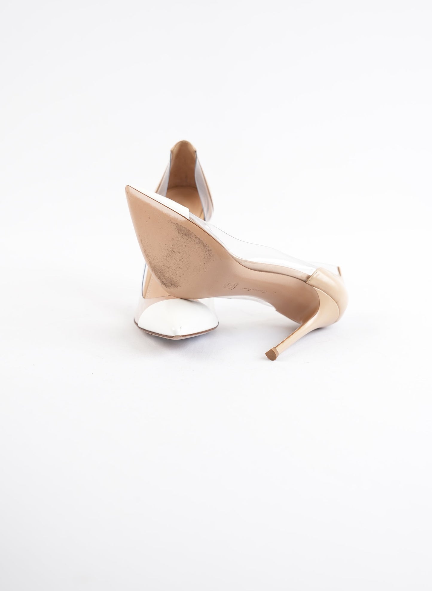 Gianvito Rossi Ivory Patent Leather Clear Heels