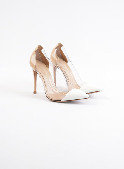 Gianvito Rossi Ivory Patent Leather Clear Heels
