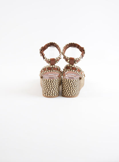 Valentino Rockstud Accents Jute Sandals