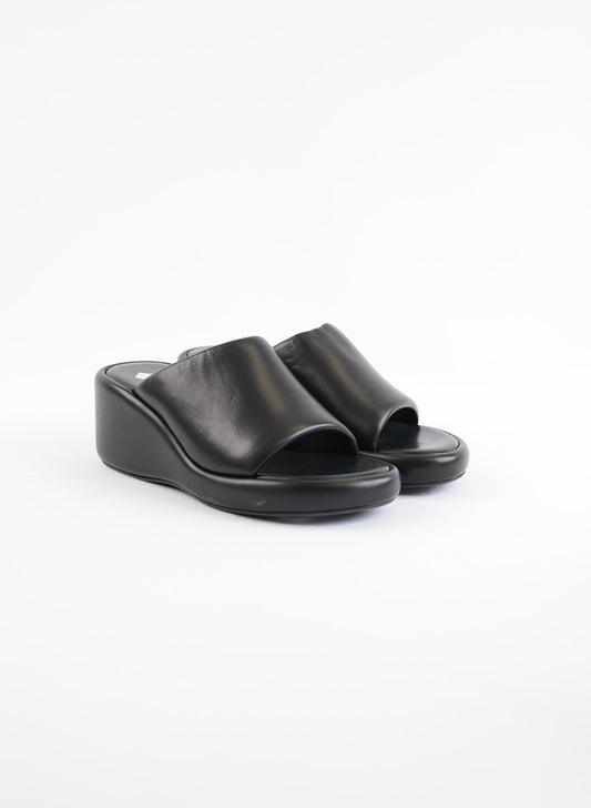 Balenciaga Rise Black Lambskin Wedge Slide Platform Slides