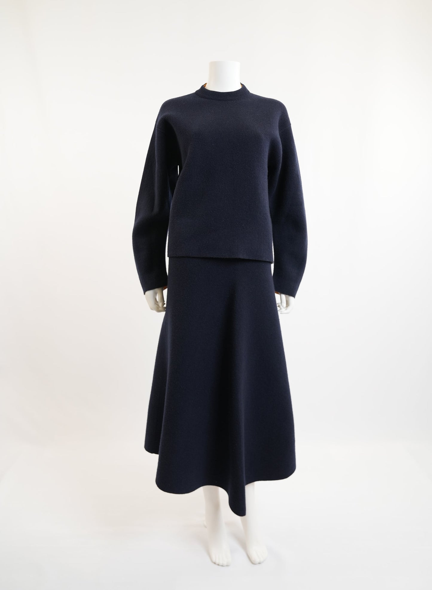 Jil Sander Midnight Blue Sweater Skirt Set