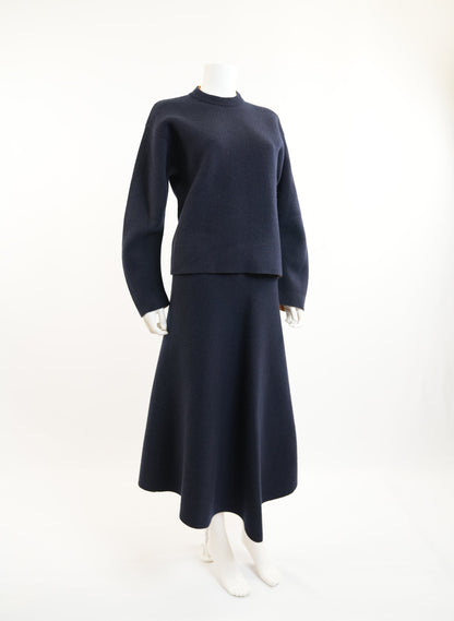 Jil Sander Midnight Blue Sweater Skirt Set