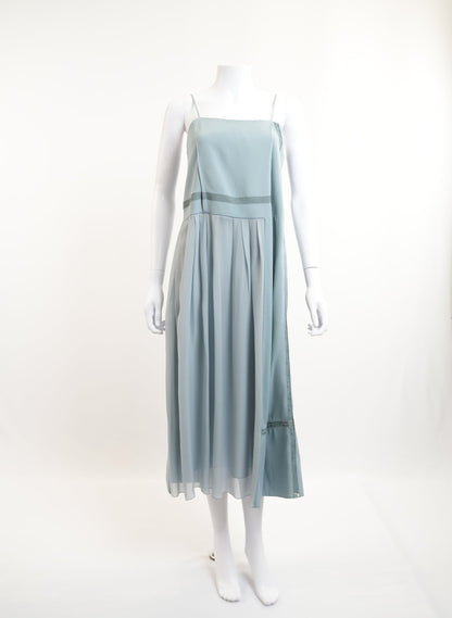 Chloe Lace Trimmed Pleated Crepe Dress