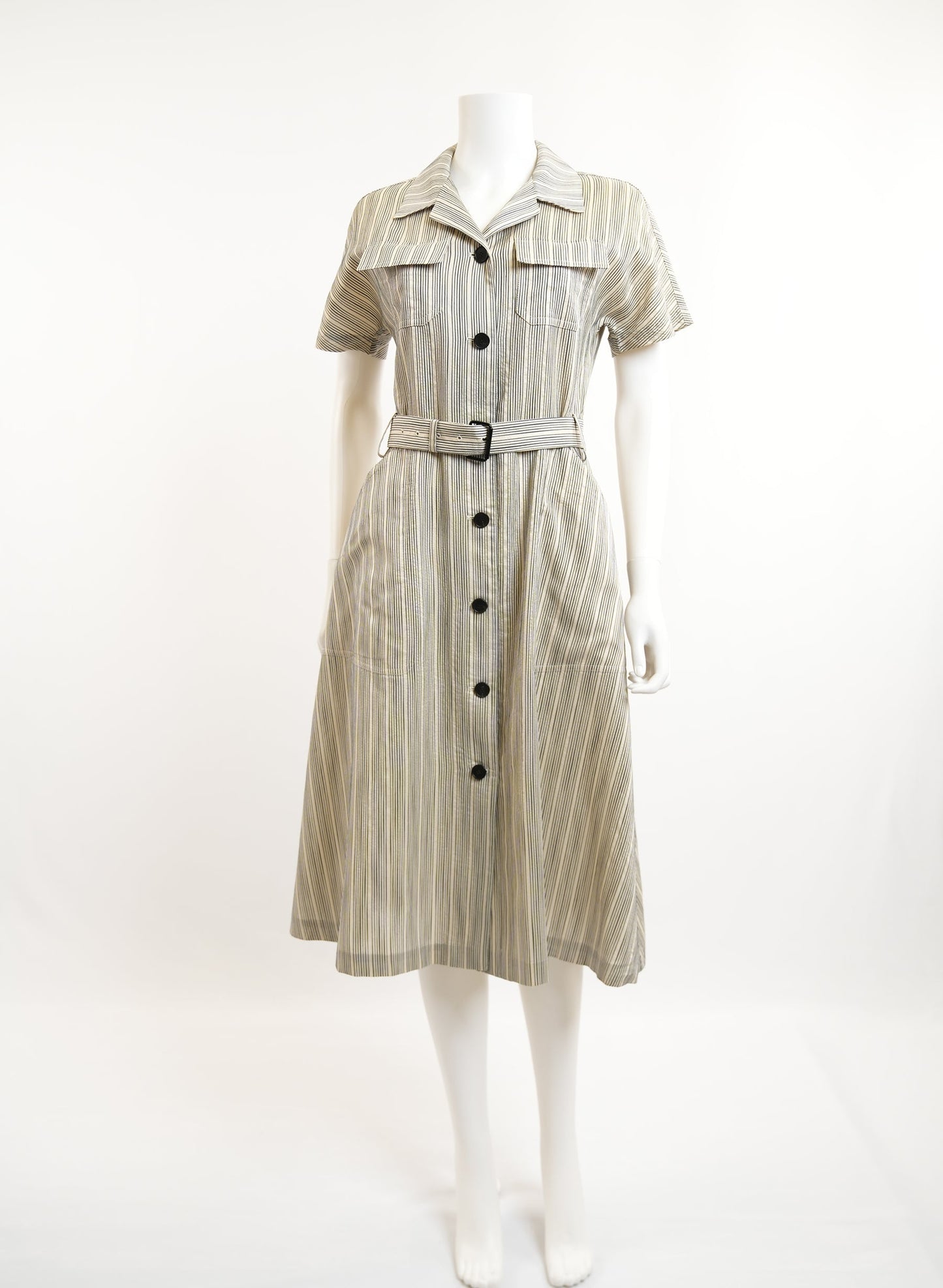 Christian Dior Striped Belt Dress