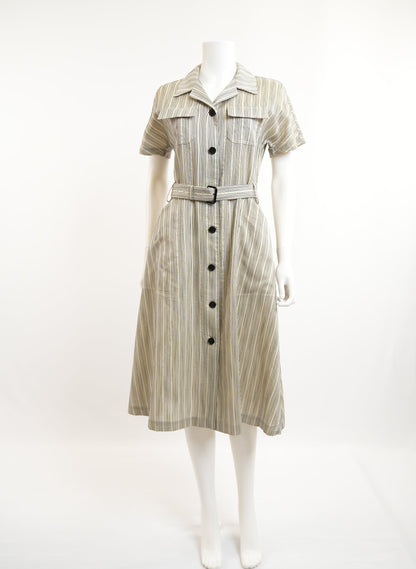 Christian Dior Striped Belt Dress