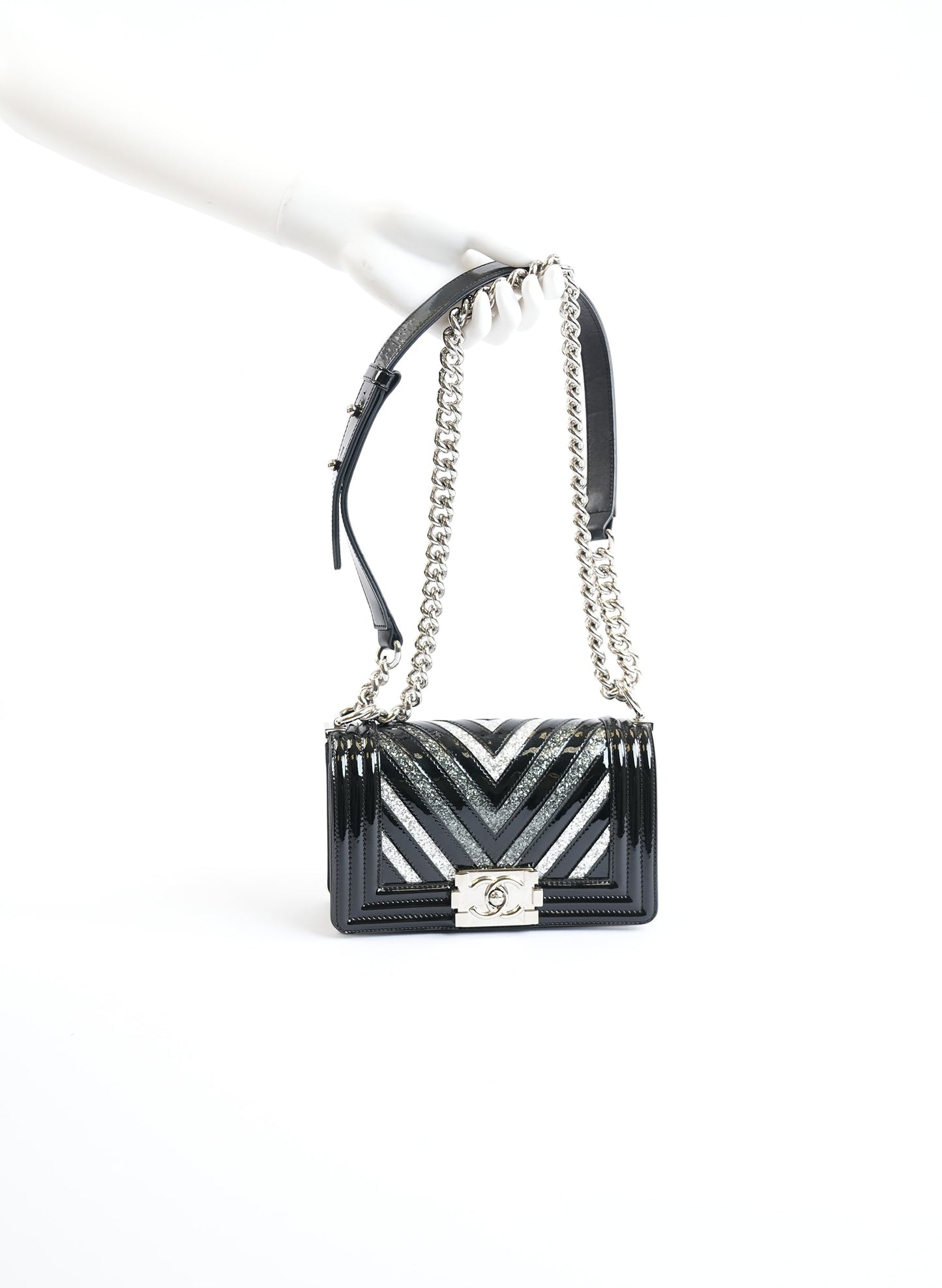 Chanel Patent Glitter Chevron Bag