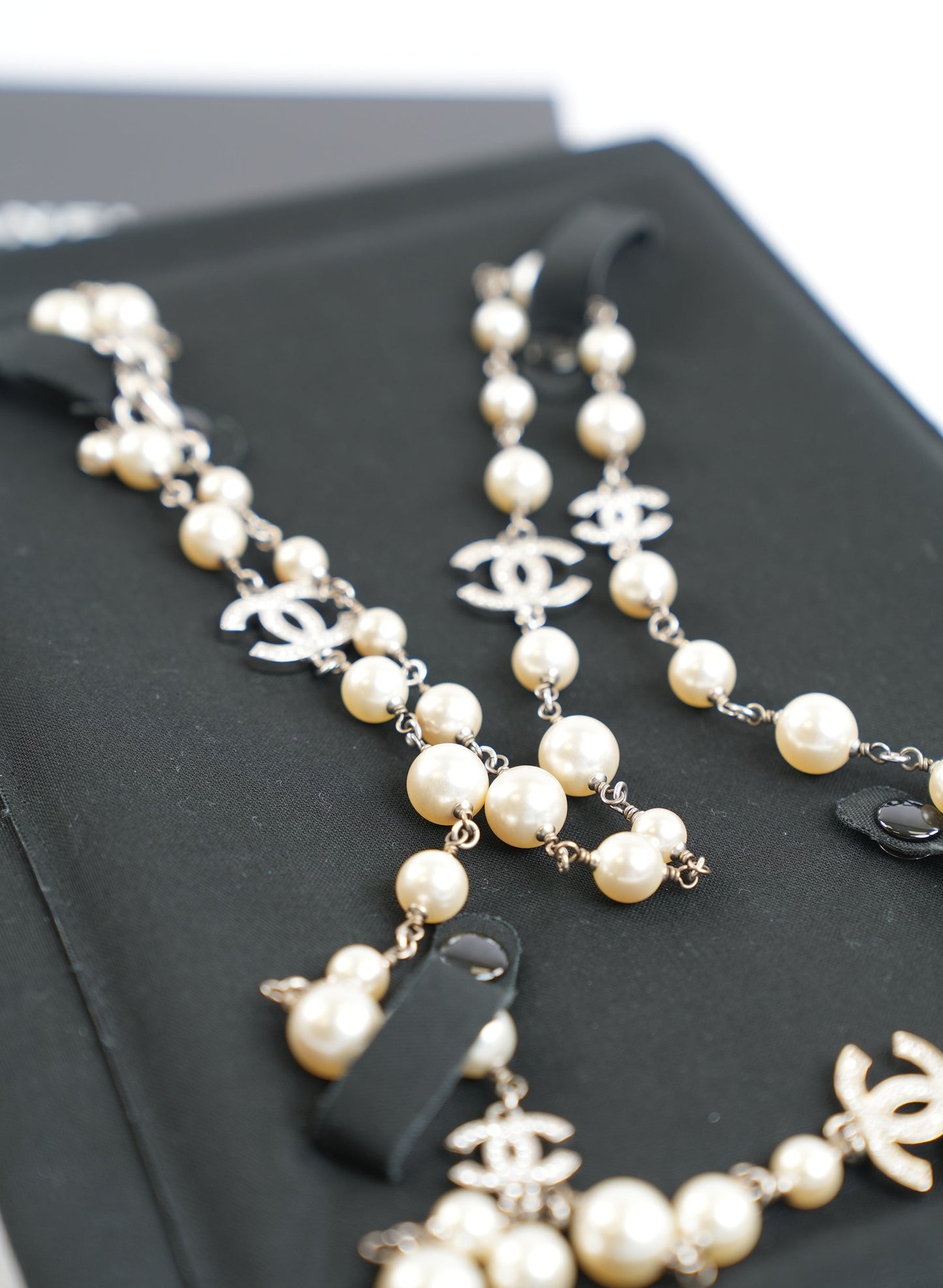 Chanel Pearl Silver Necklace