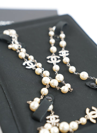Chanel Pearl Silver Necklace