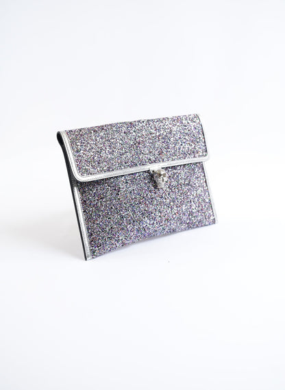 Alexander McQueen Silver Glitter Skull Clutch