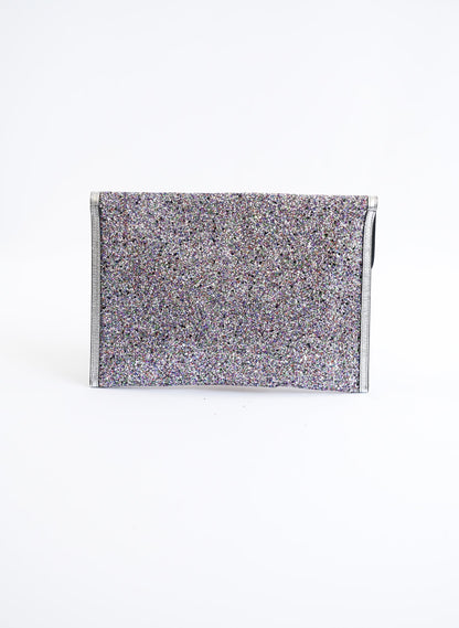 Alexander McQueen Silver Glitter Skull Clutch