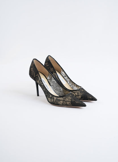 Jimmy Choo Black Lace Pointy Toe Pumps