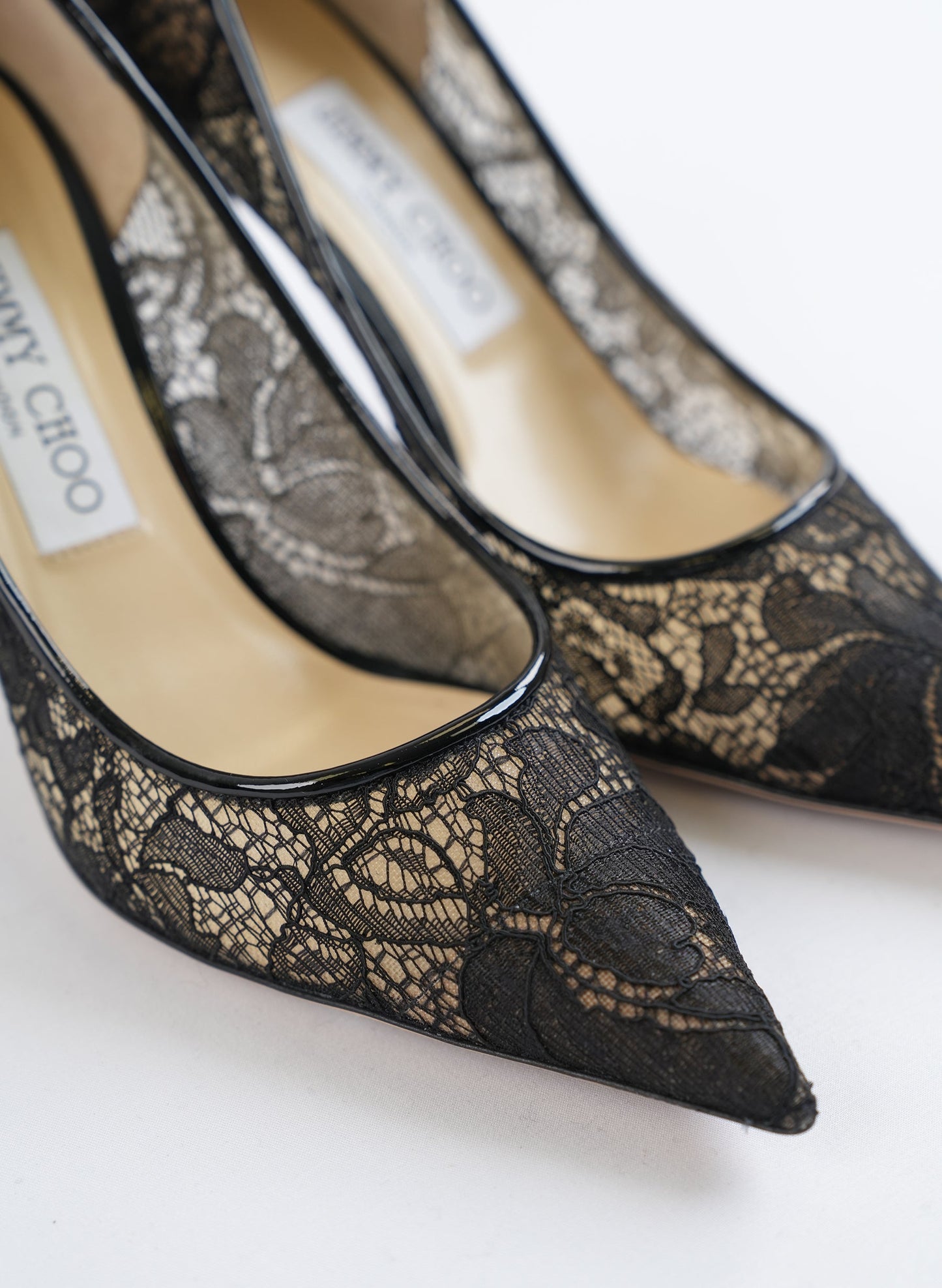 Jimmy Choo Black Lace Pointy Toe Pumps
