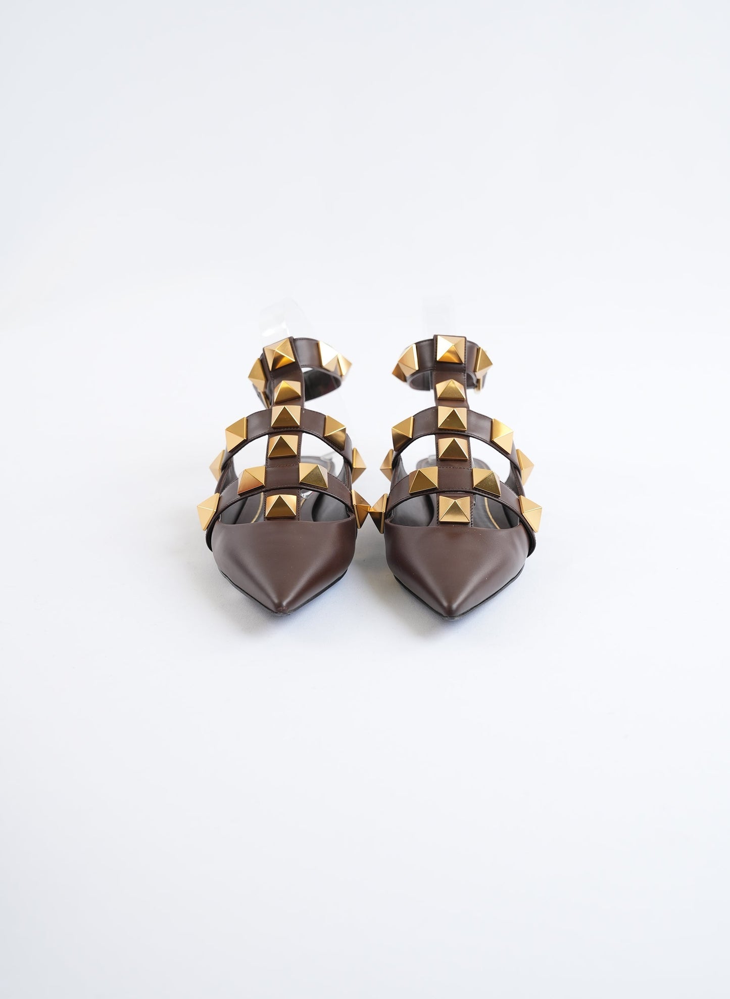 Valentino Stud Leather Point Toe Flats
