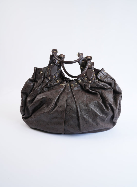 Gucci Guccissima Leather Studded Pelham Bag