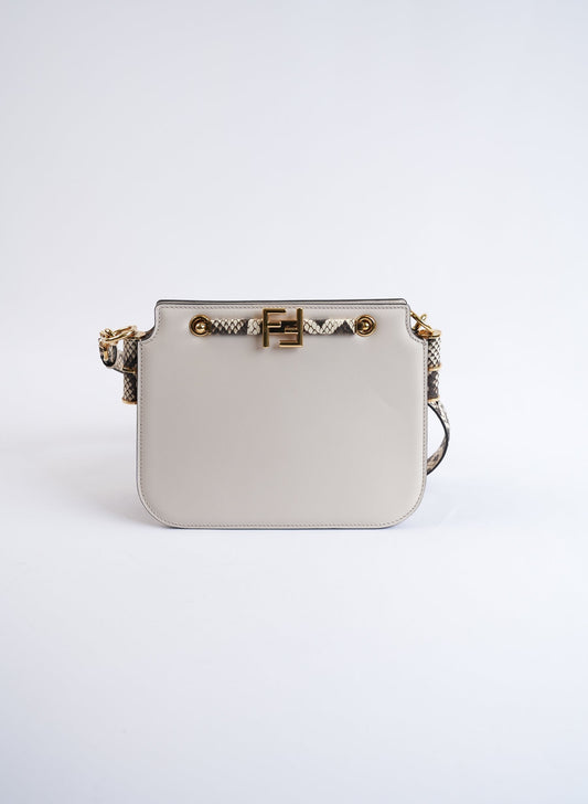 Fendi Touch Snake Print Calfskin Shoulder Bag