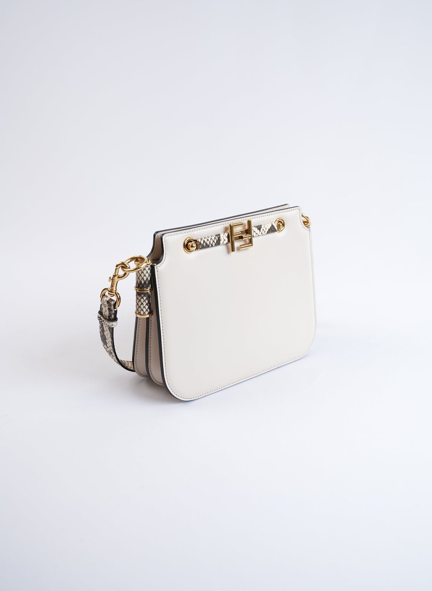 Fendi Touch Snake Print Calfskin Shoulder Bag