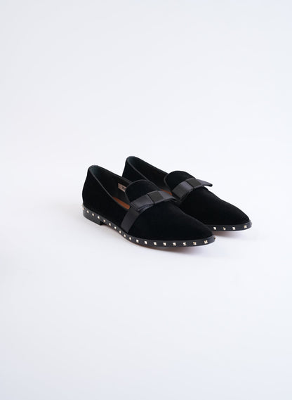 Valentino Rockstud Black Velvet Loafer