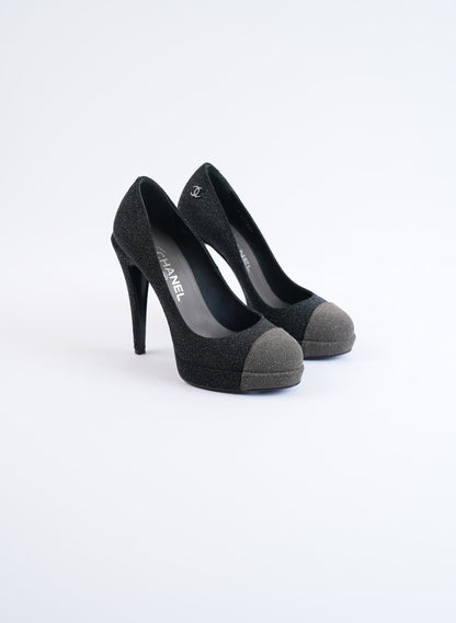 Chanel Glitter Platform Pumps