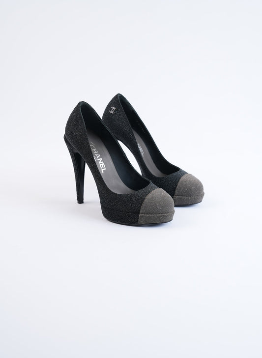 Chanel Glitter Platform Pumps