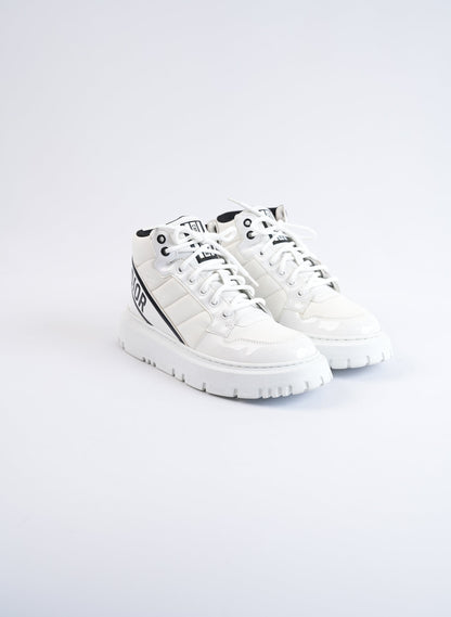 Christian Dior D Player Nylon & Patent Leather High Top Sneakers
