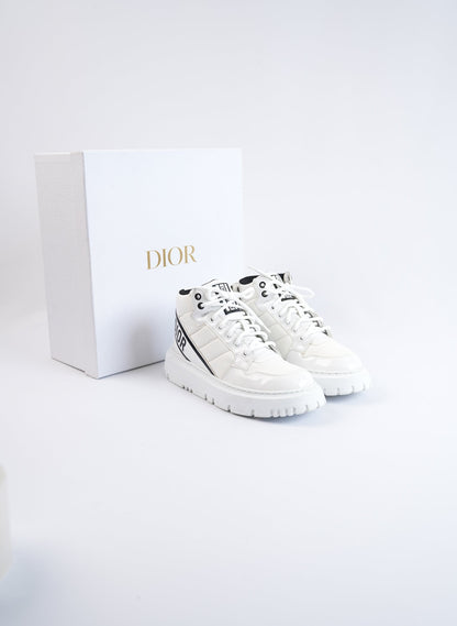 Christian Dior D Player Nylon & Patent Leather High Top Sneakers
