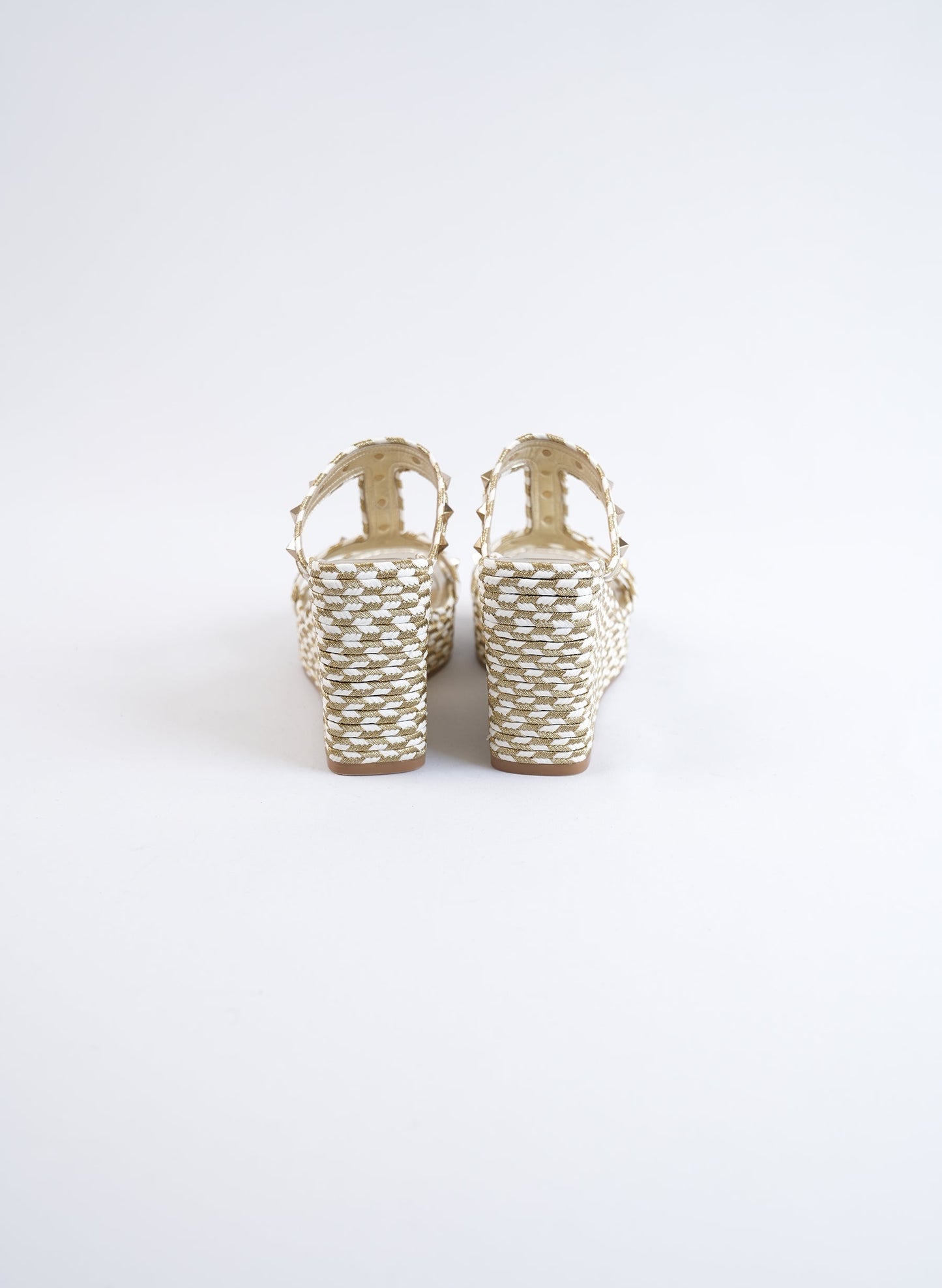 Valentino Rockstud Laminated Nappa Wedge Sandles