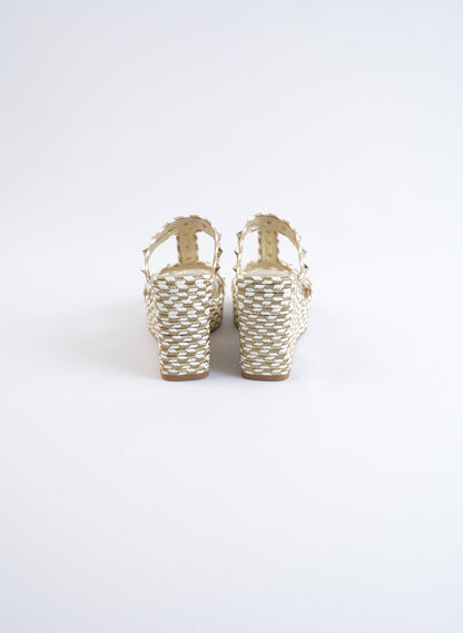 Valentino Rockstud Laminated Nappa Wedge Sandles