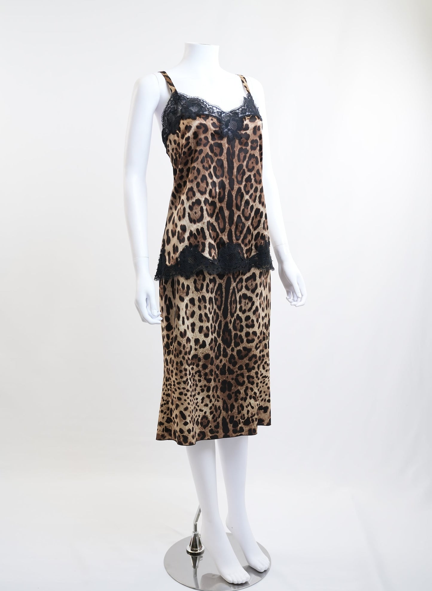 Dolce & Gabbana Print Lace Detailing Camisole and Skirt