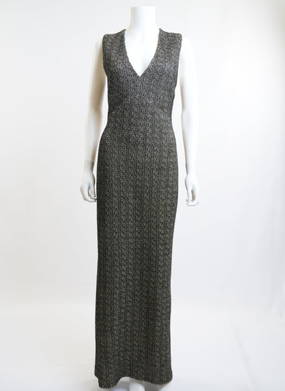 St. John Wool Blend Gold Caviar Metallic Dress