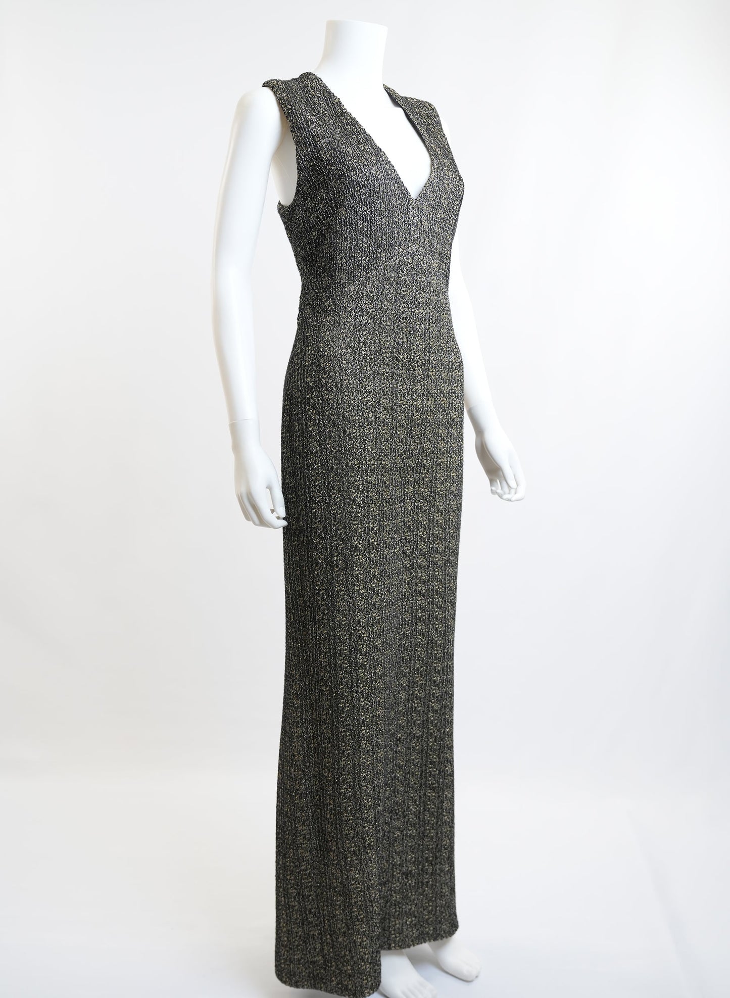 St. John Wool Blend Gold Caviar Metallic Dress