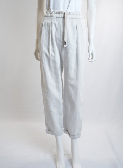 Brunello Cucinelli Drawstring Waist Cotton Trousers