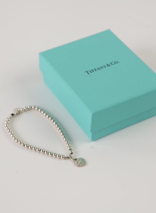 Tiffany & Co Return to Tiffany Blue Enamel Heart Tag Bead Bracelet