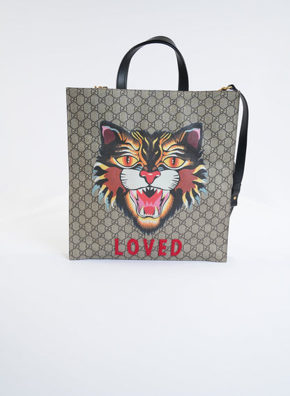 Gucci GG Supreme Angry Cat Tote Bag
