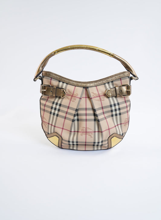 Burberry Haymarket Check Hobo Handbag