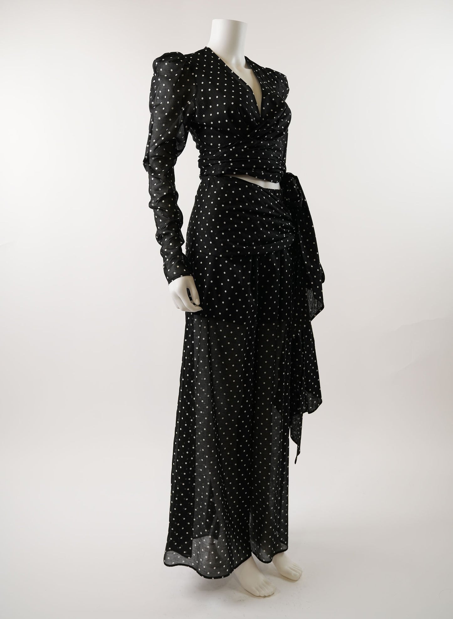 Alexandre Vauthier Polk Dot Print Wrap Top and Pants Set