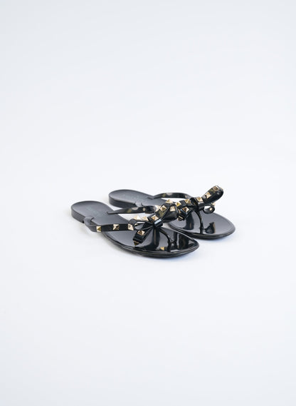 Valentino Rockstud Black Jelly Flip Flops