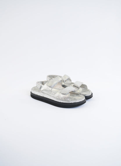Chanel Metallic Silver CC Dad Sandal