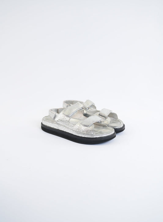 Chanel Metallic Silver CC Dad Sandal