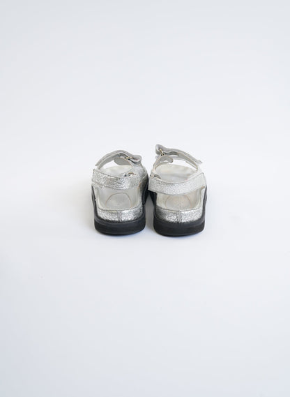 Chanel Metallic Silver CC Dad Sandal