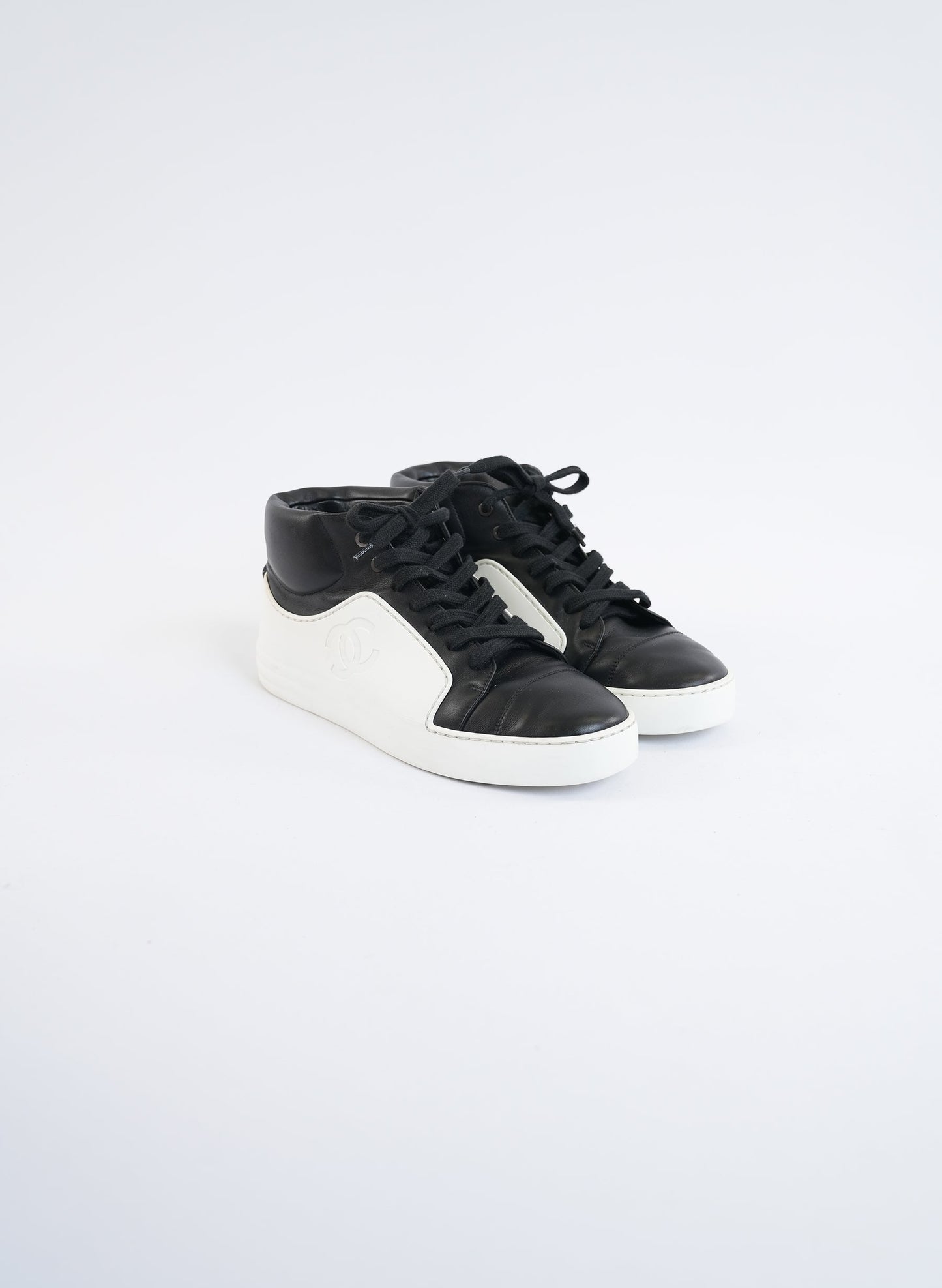 Chanel CC Mid Top Calfskin Sneakers