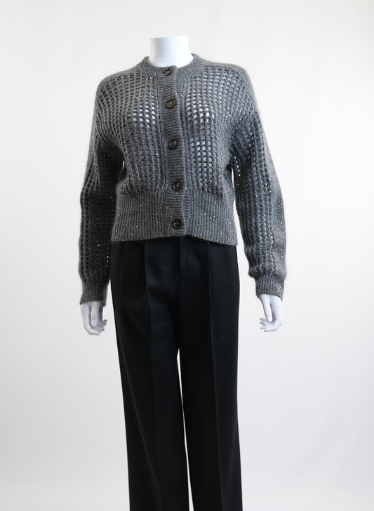 Brunello Cucinelli Grey Button Down Sweater