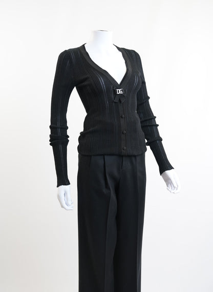 Dolce & Gabbana Black Knit Logo Bow Detail Cardigan