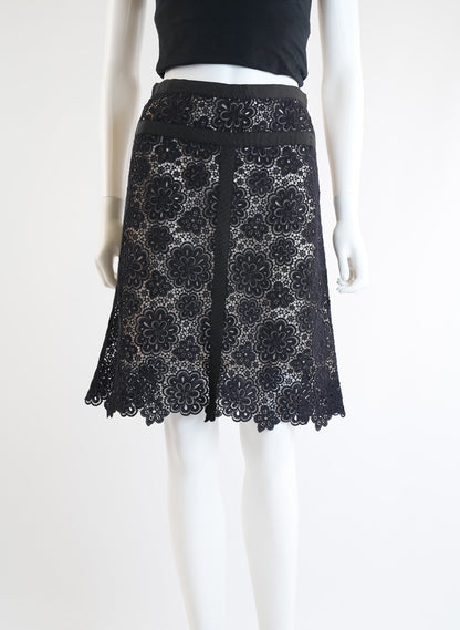 Chanel Black Lace Camellia Skirt