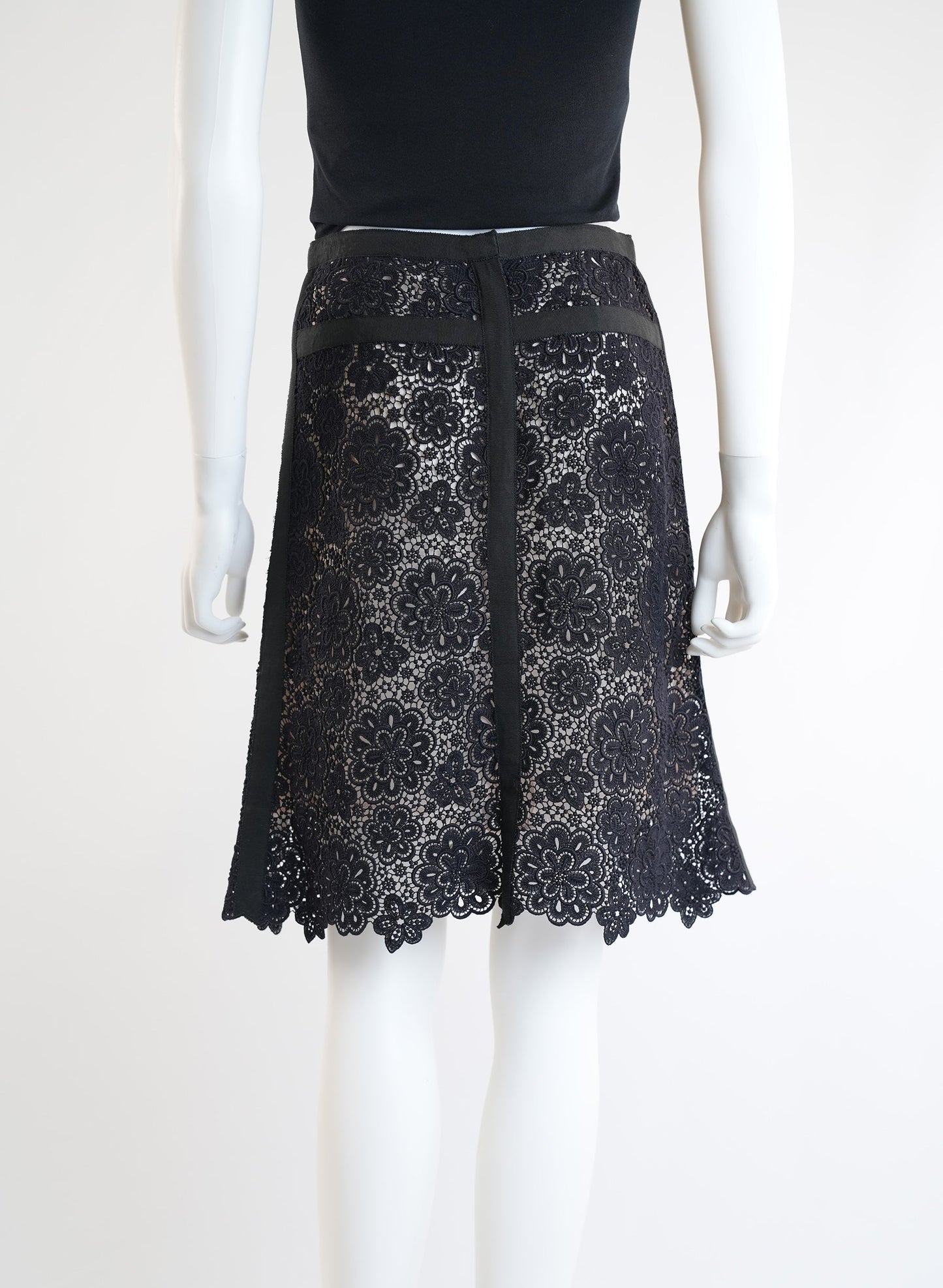 Chanel Black Lace Camellia Skirt