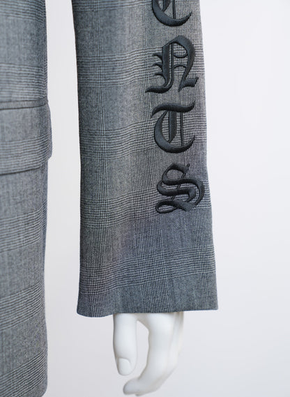 Vetements Gray Houndstooth Printed Gothic Blazer