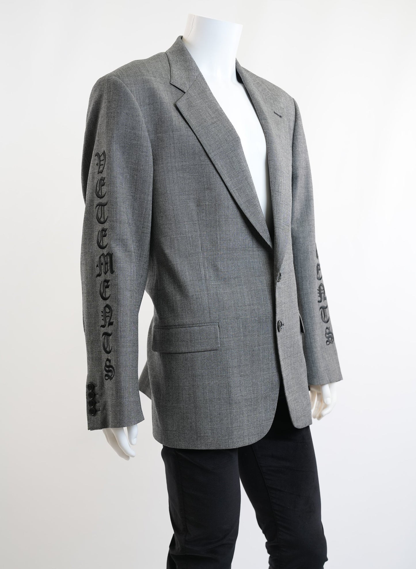 Vetements Gray Houndstooth Printed Gothic Blazer