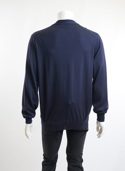 Brunello Cucinelli Navy Button Down Sweater